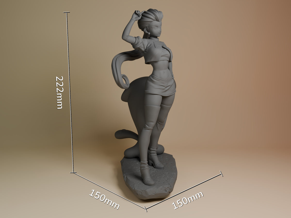 Jessie from Pokémon resin figure stands unpainted in a three-quarter pose on a sculpted base.