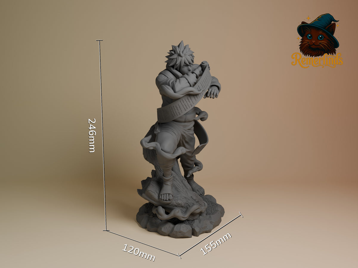 Masked Ninja from Naruto is an unpainted resin figure, shown standing on a sculpted base, measuring 246mm tall.