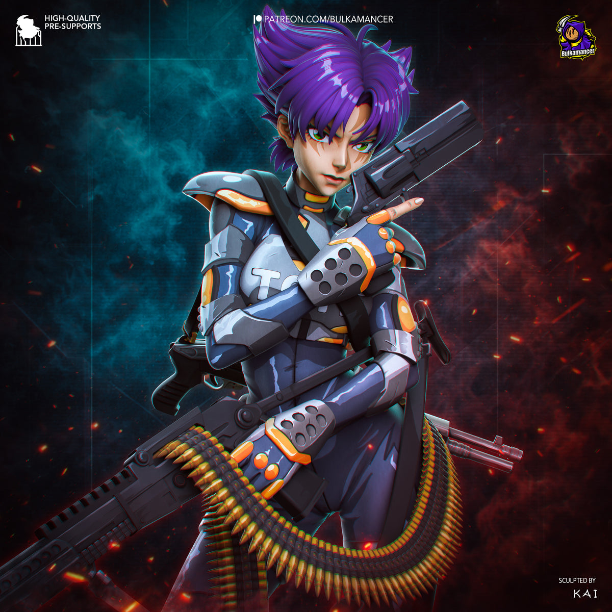 Konoko from Oni resin figure shown in a painted close-up beauty pose with crossed arms and weapons.