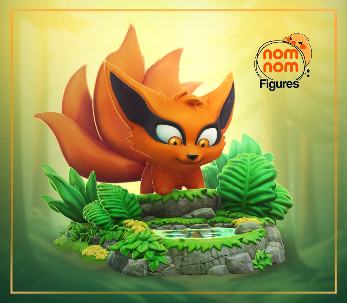 Fully painted sample of generic nine-tailed fox from Ninja Anime by Nomnom, showing intended final look for display reference.