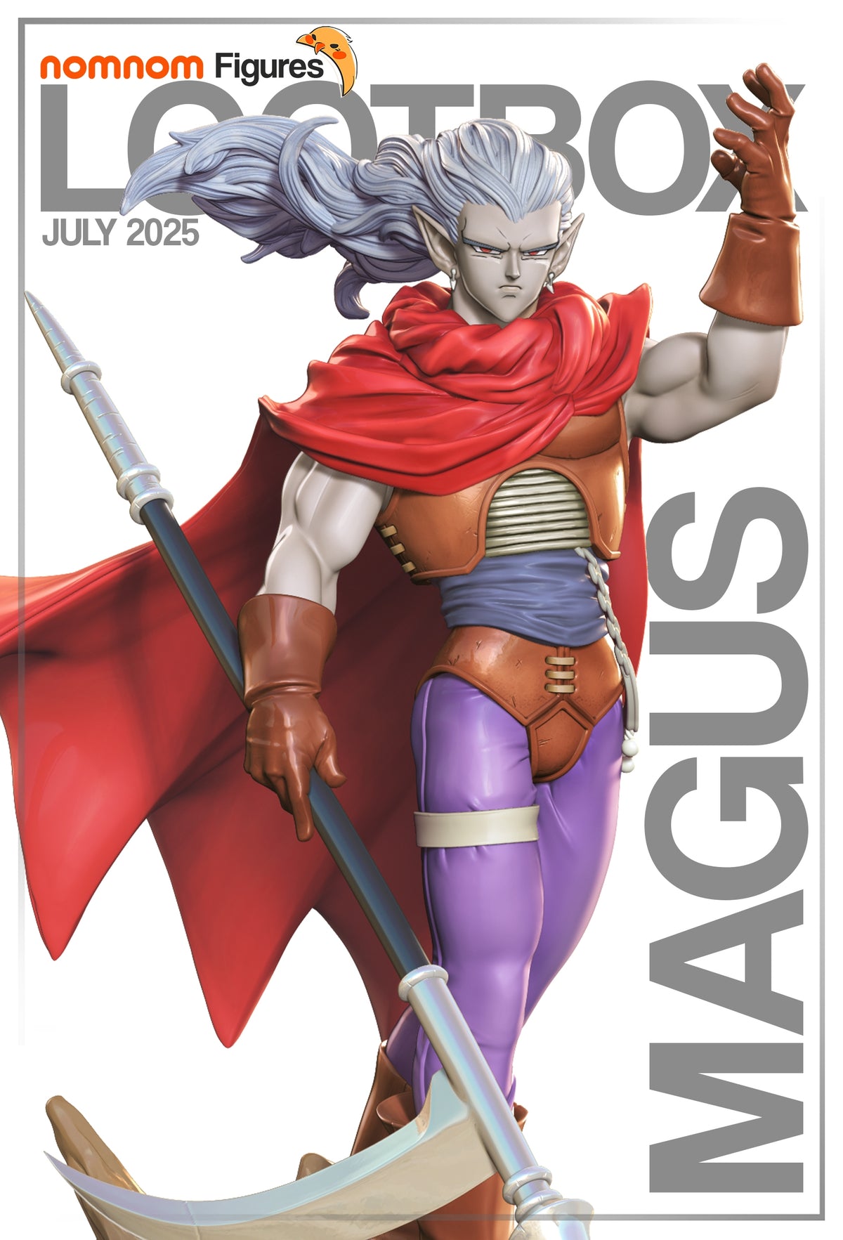 Fully painted sample of Magus from Chrono Trigger by Nomnom, showing intended final look for display reference.