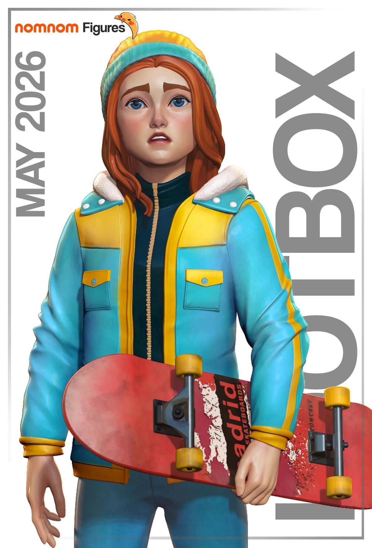 Max from Stranger Things is a painted resin figure shown front-facing, holding a skateboard.