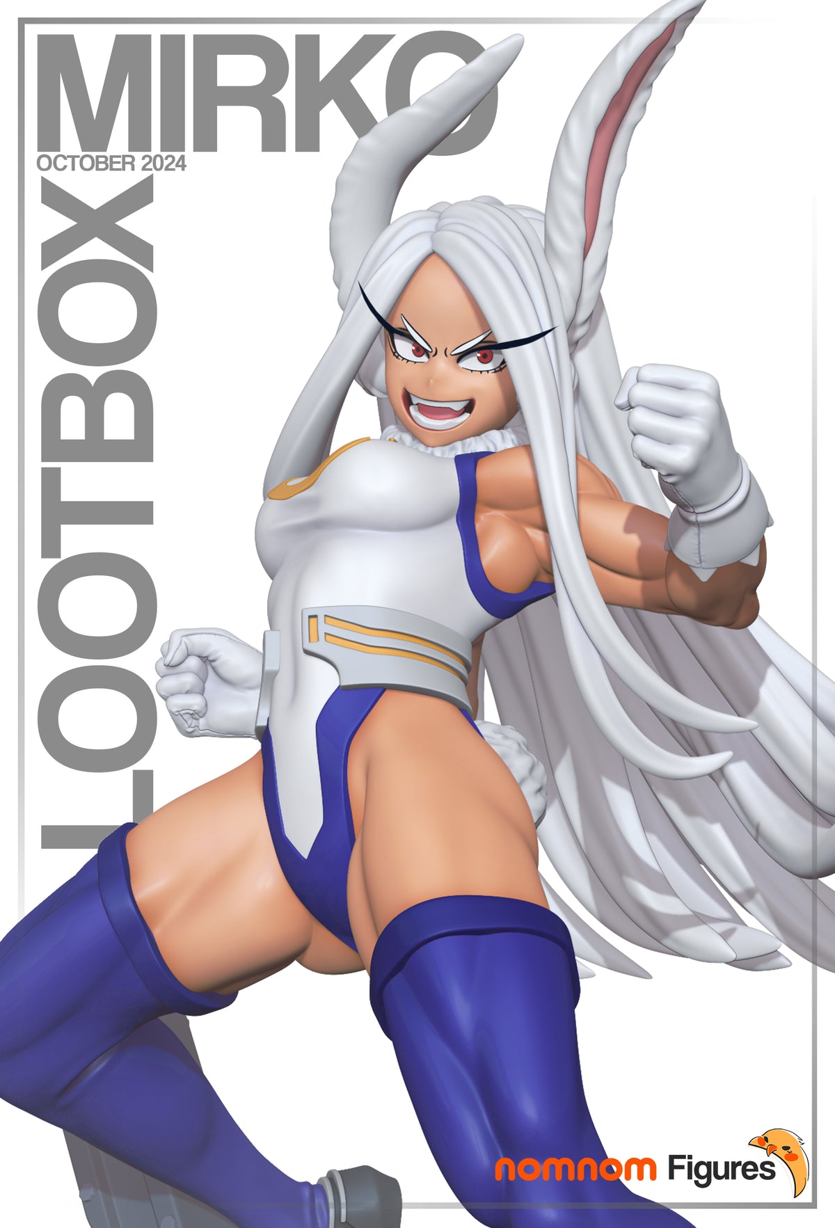 Fully painted sample of Mira the Rabbit Hero from Champion Academy by Nomnom, showing intended final look for display reference.