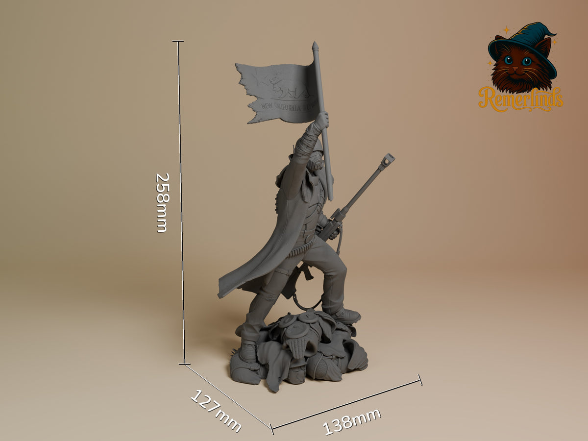 NCR Ranger from Fallout stands as an unpainted resin figure, 258mm tall on a sculpted base.