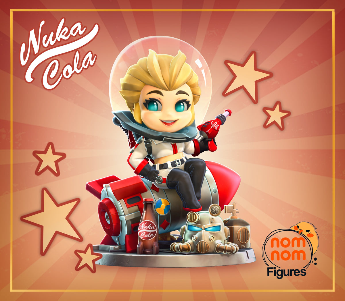 Fully painted sample of Atomic Cola Girl from Wasteland Saga 4 by Nomnom, showing intended final look for display reference.