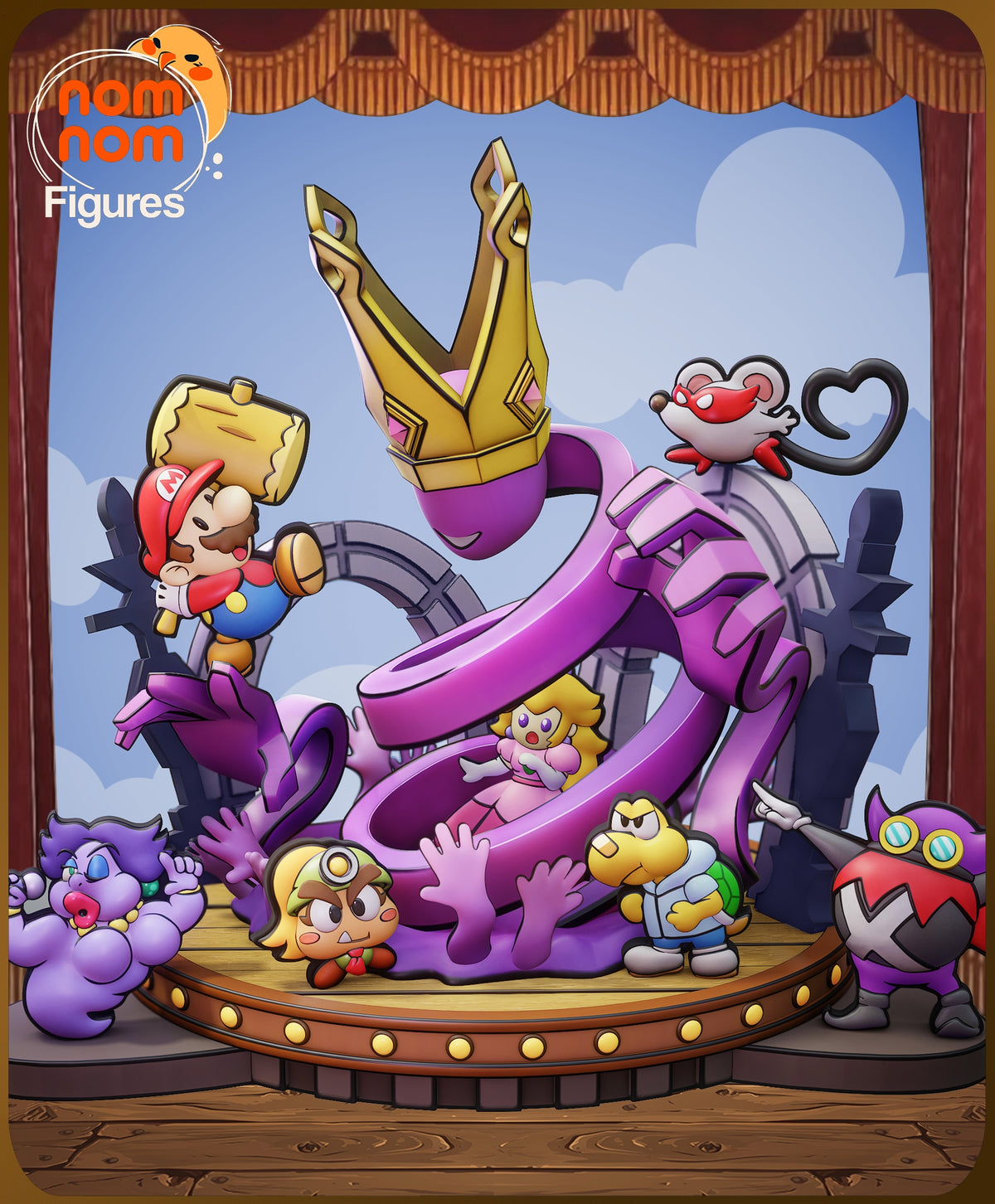 Fully painted sample of Paper Plumber Hero from Super Mario by Nomnom, showing intended final look for display reference.