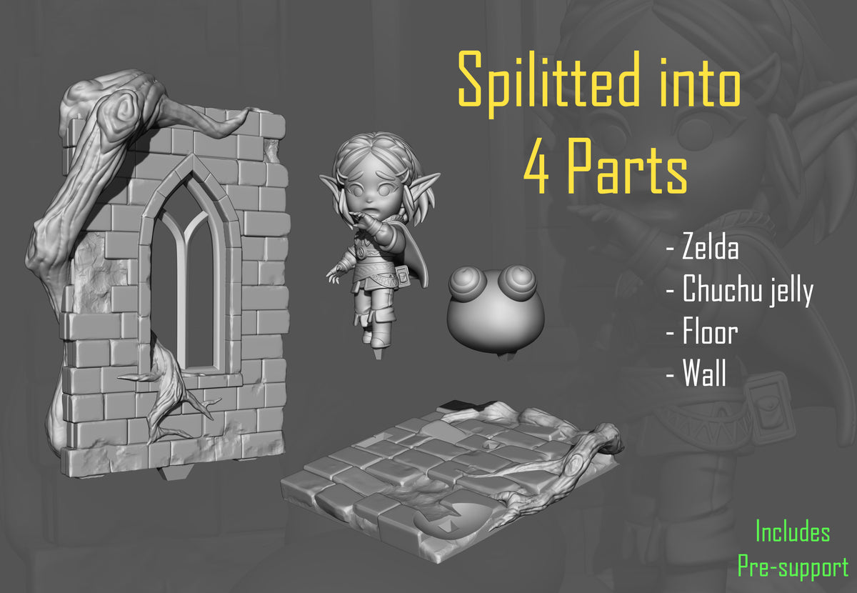 Parts breakdown image showing individual components and assembly layout for Queen Zalde figure.