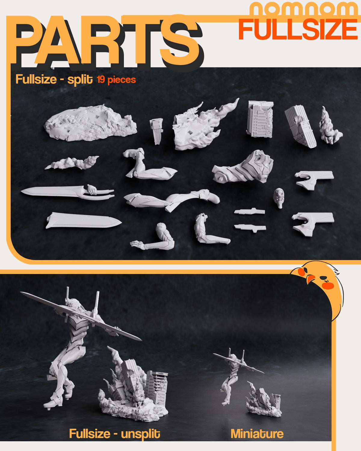 Parts breakdown image showing individual components and assembly layout for Eon-02 Valkyrie figure.