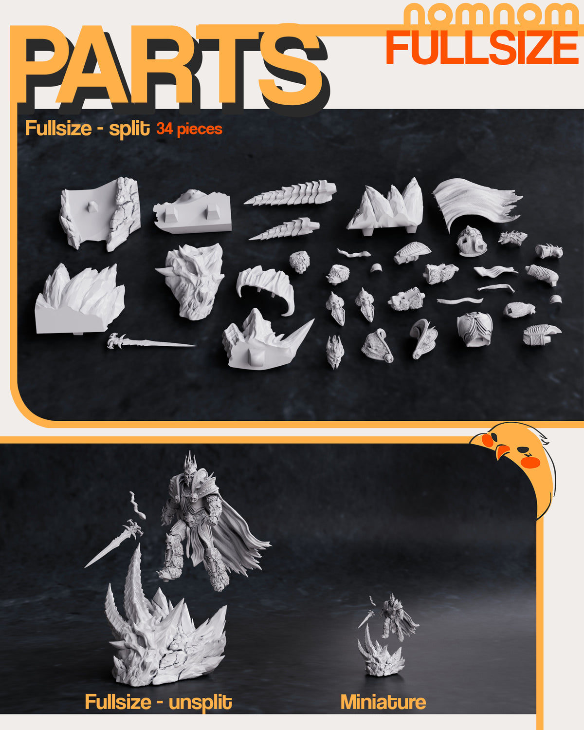 Parts breakdown image showing individual components and assembly layout for Arthos figure.