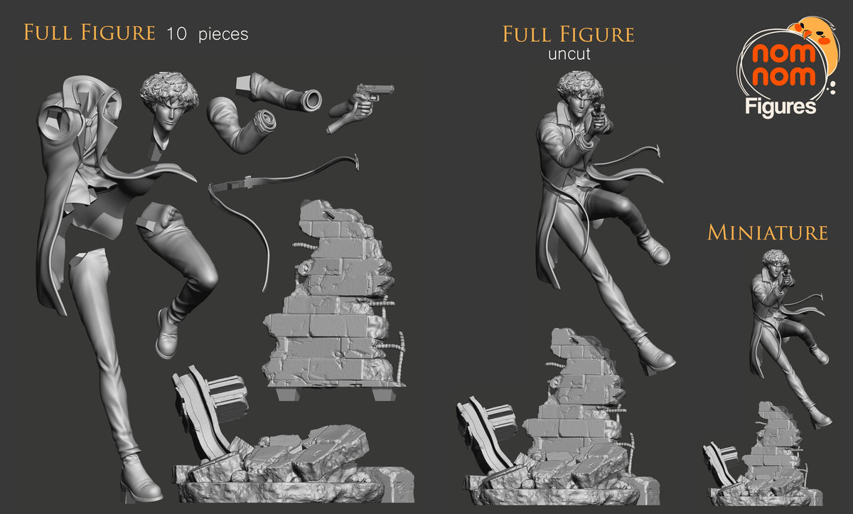 Parts breakdown image showing individual components and assembly layout for Bounty Hunter figure.