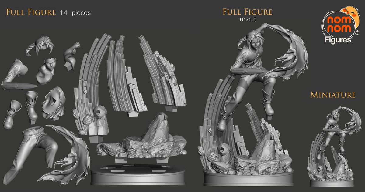 Edward Elric from Fullmetal Alchemist resin figure parts are shown unpainted beside a sculpted rocky base.