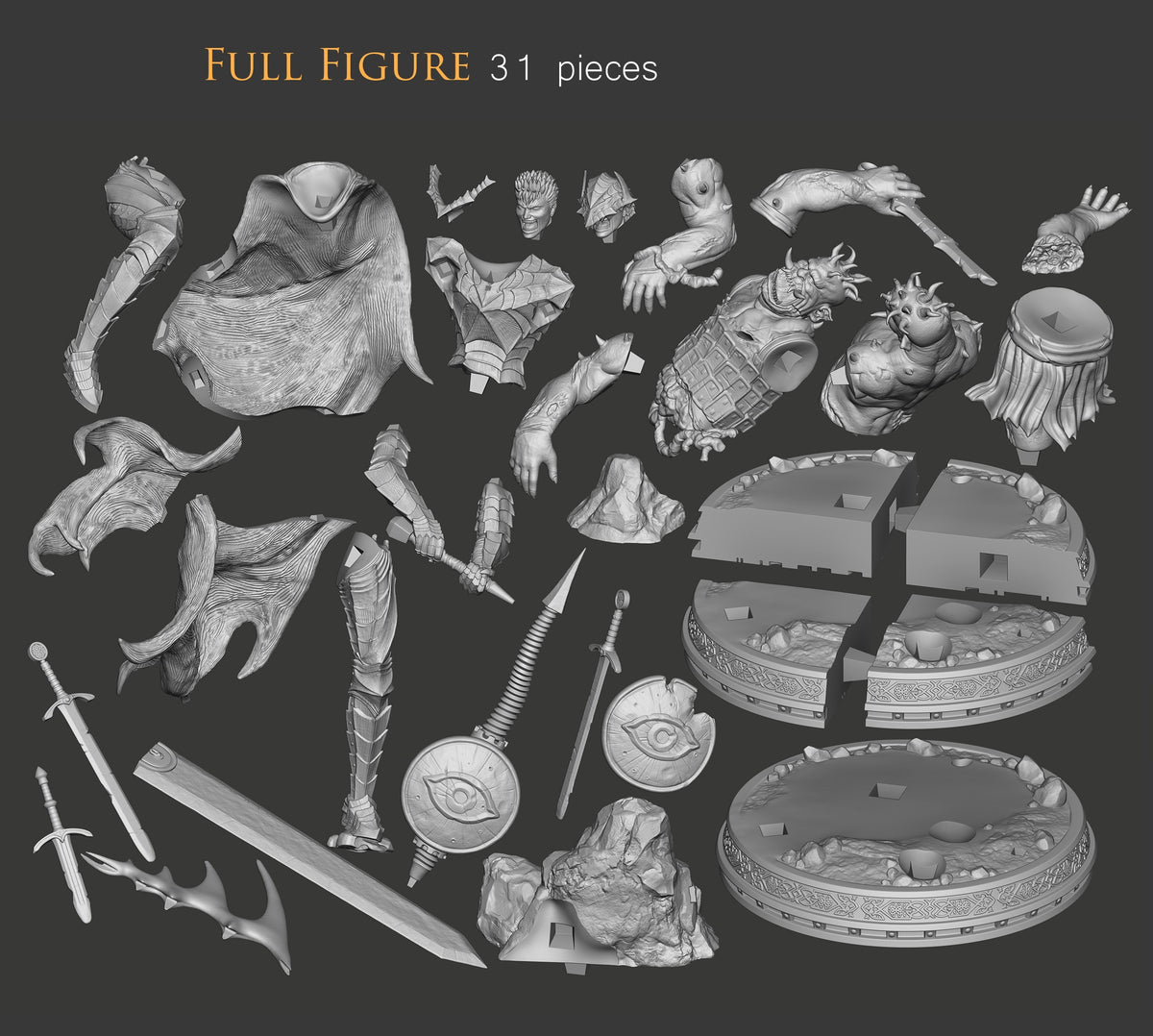Parts breakdown for Grit from Fury Unleashed: individual components and assembly layout of the figure.