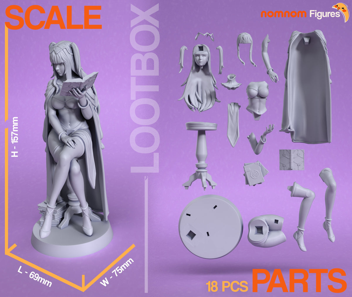 Parts breakdown image showing individual components and assembly layout for Original Dark Sorceress figure.