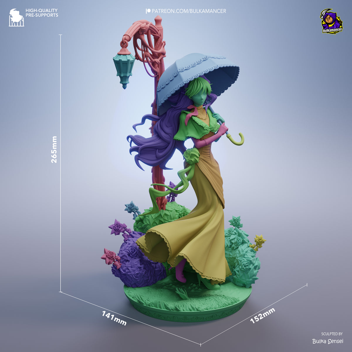 Penelope Eckhart from Villains Are Destined to Die, a painted resin figure shown beside 265mm scale markings.