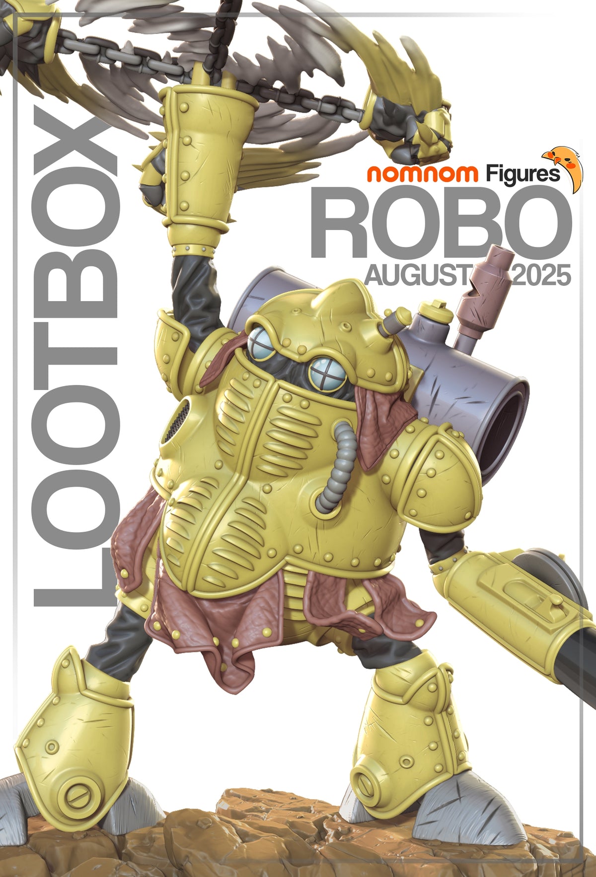 Fully painted sample of Robo from Chrono Trigger by Nomnom, showing intended final look for display reference.