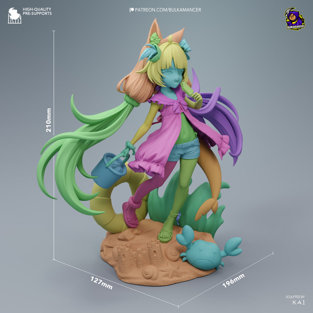 Sameko Saba from VTuber stands on a sculpted base; colored resin figure is 210mm tall.