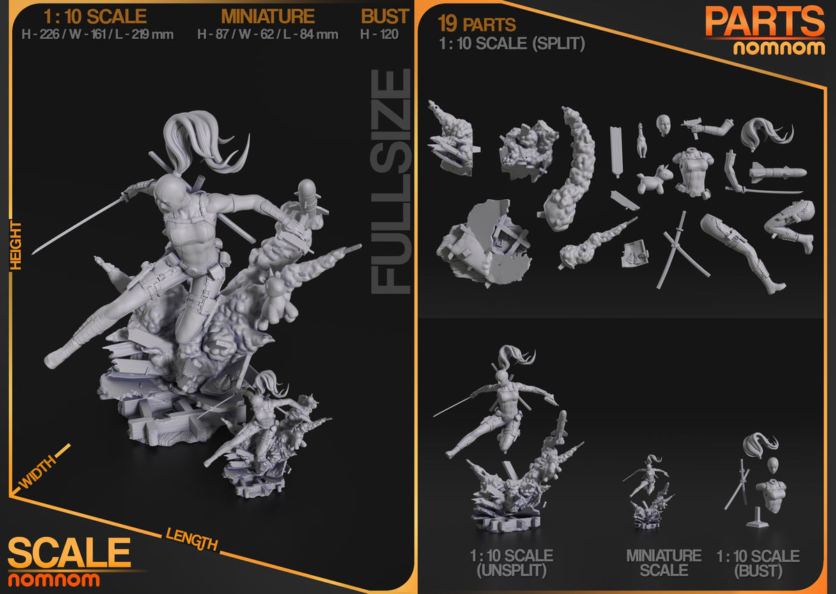 Parts breakdown image showing individual components and assembly layout for Masked Mercenary figure.