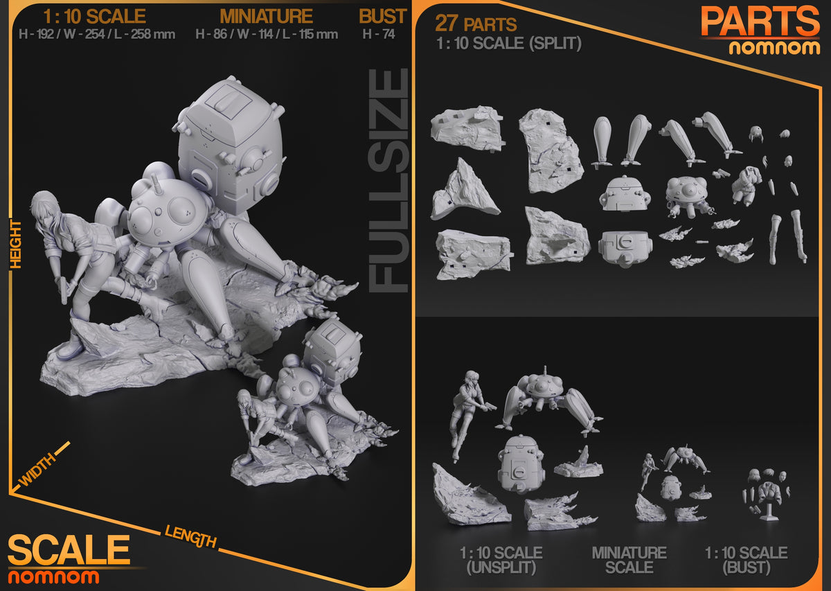 Parts breakdown image showing individual components and assembly layout for Cybernetic Major figure.