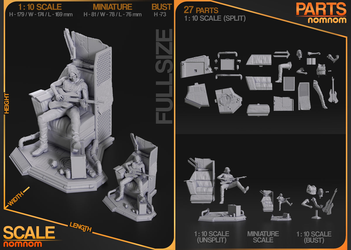 Parts breakdown image showing individual components and assembly layout for Johnny Chromehand figure.