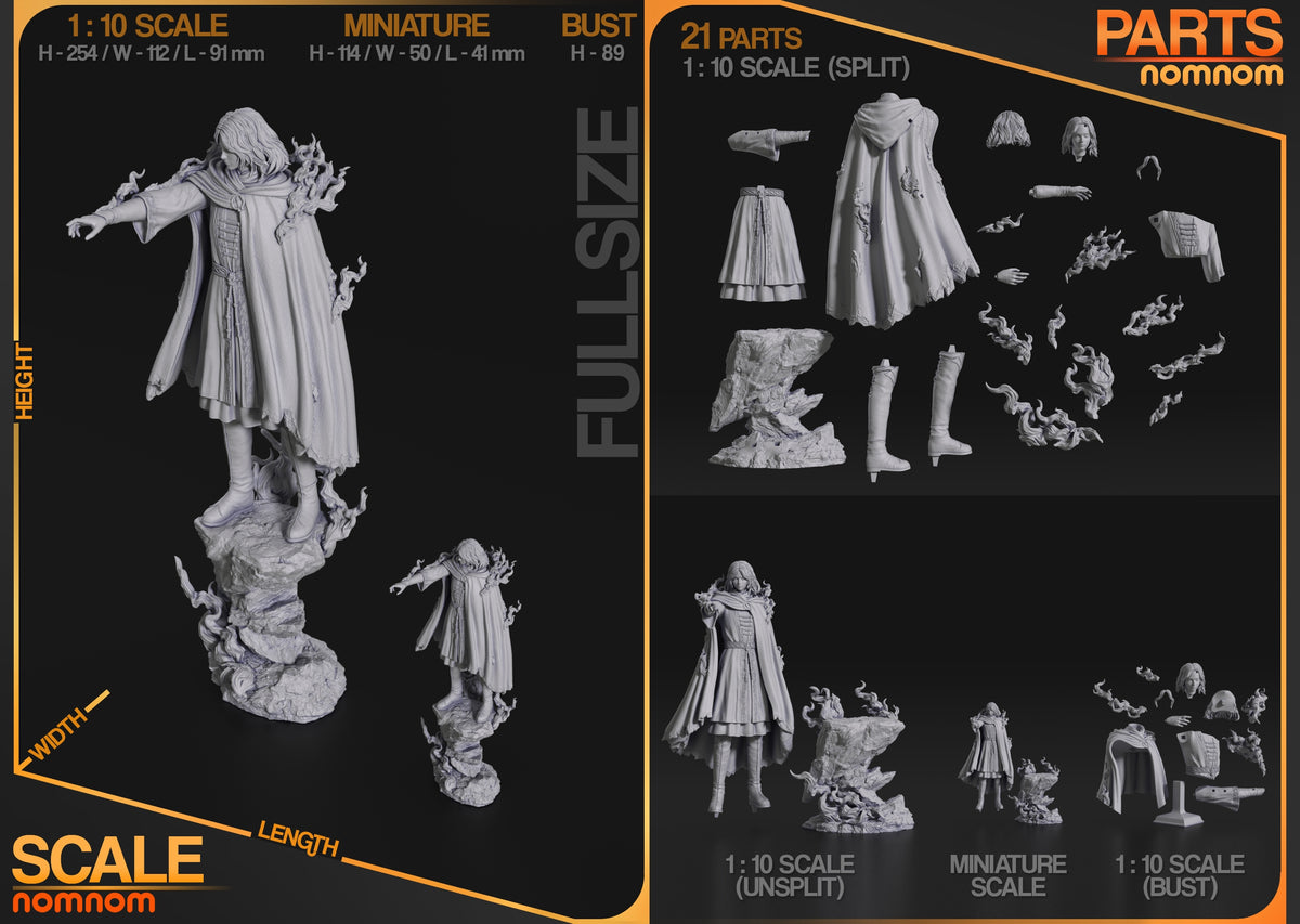 Parts breakdown image showing individual components and assembly layout for Veil Maiden figure.