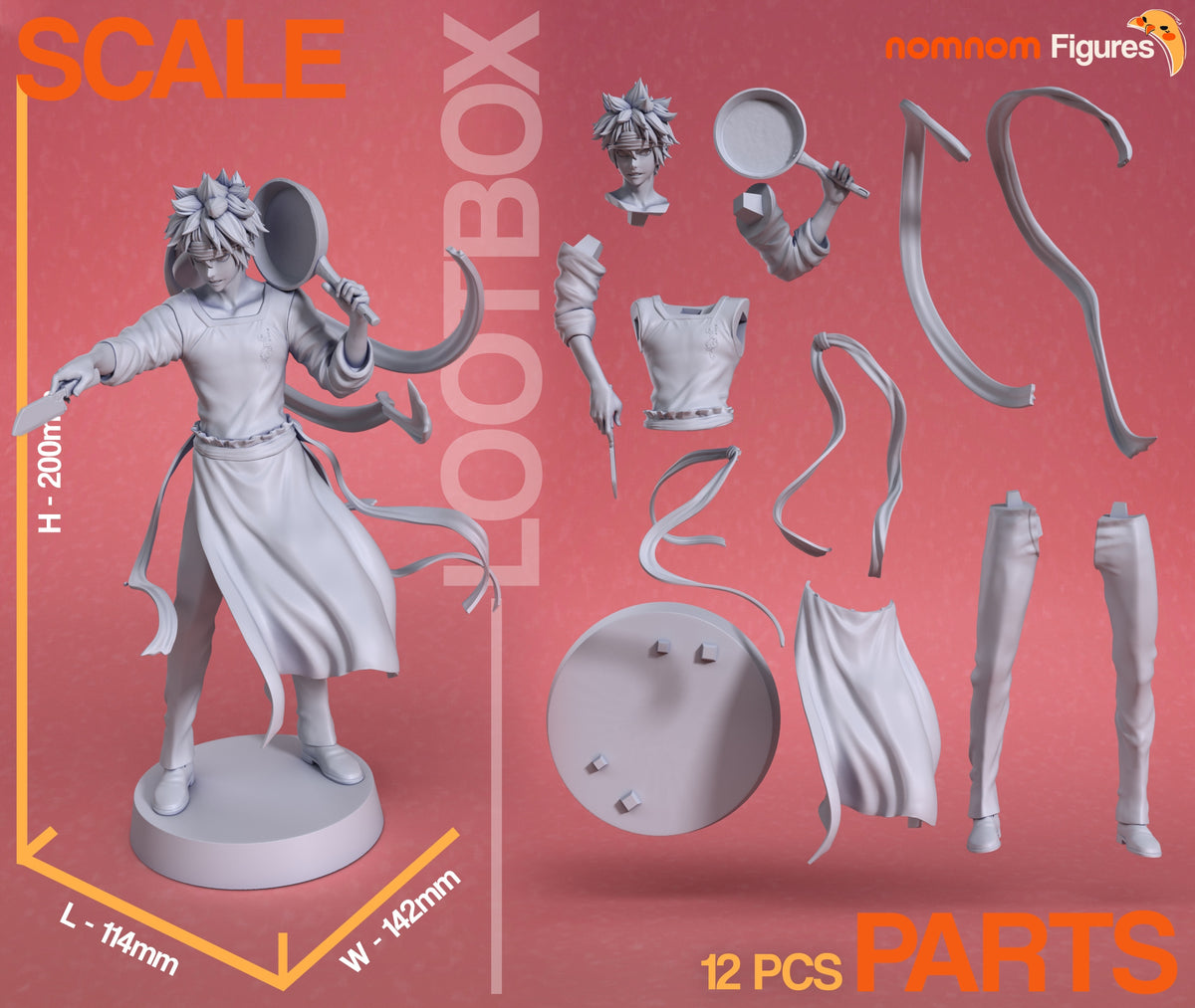 Parts breakdown image showing individual components and assembly layout for Soma Yukimura figure.