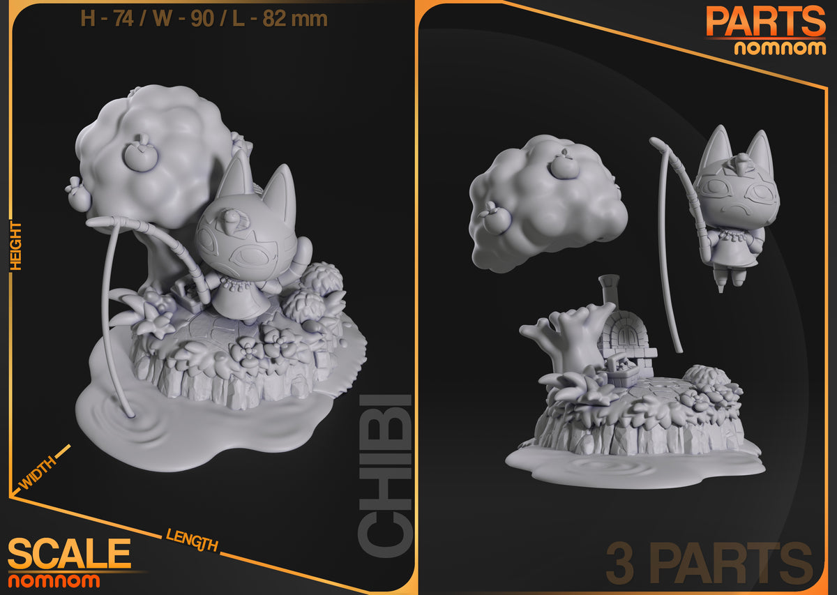 Parts breakdown image showing individual components and assembly layout for Pharaoh Feline figure.