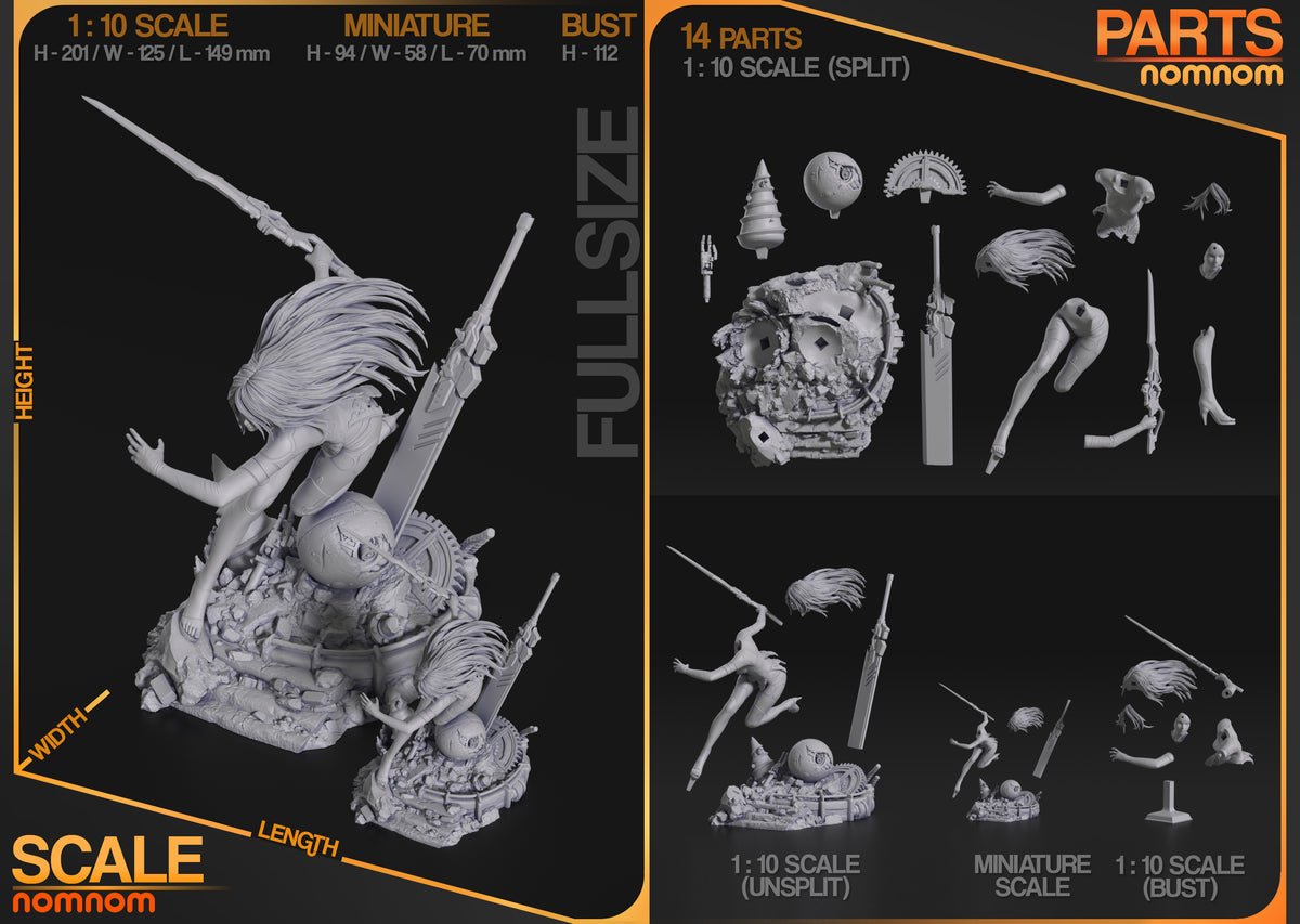 Parts breakdown image showing individual components and assembly layout for Android Warrior figure.