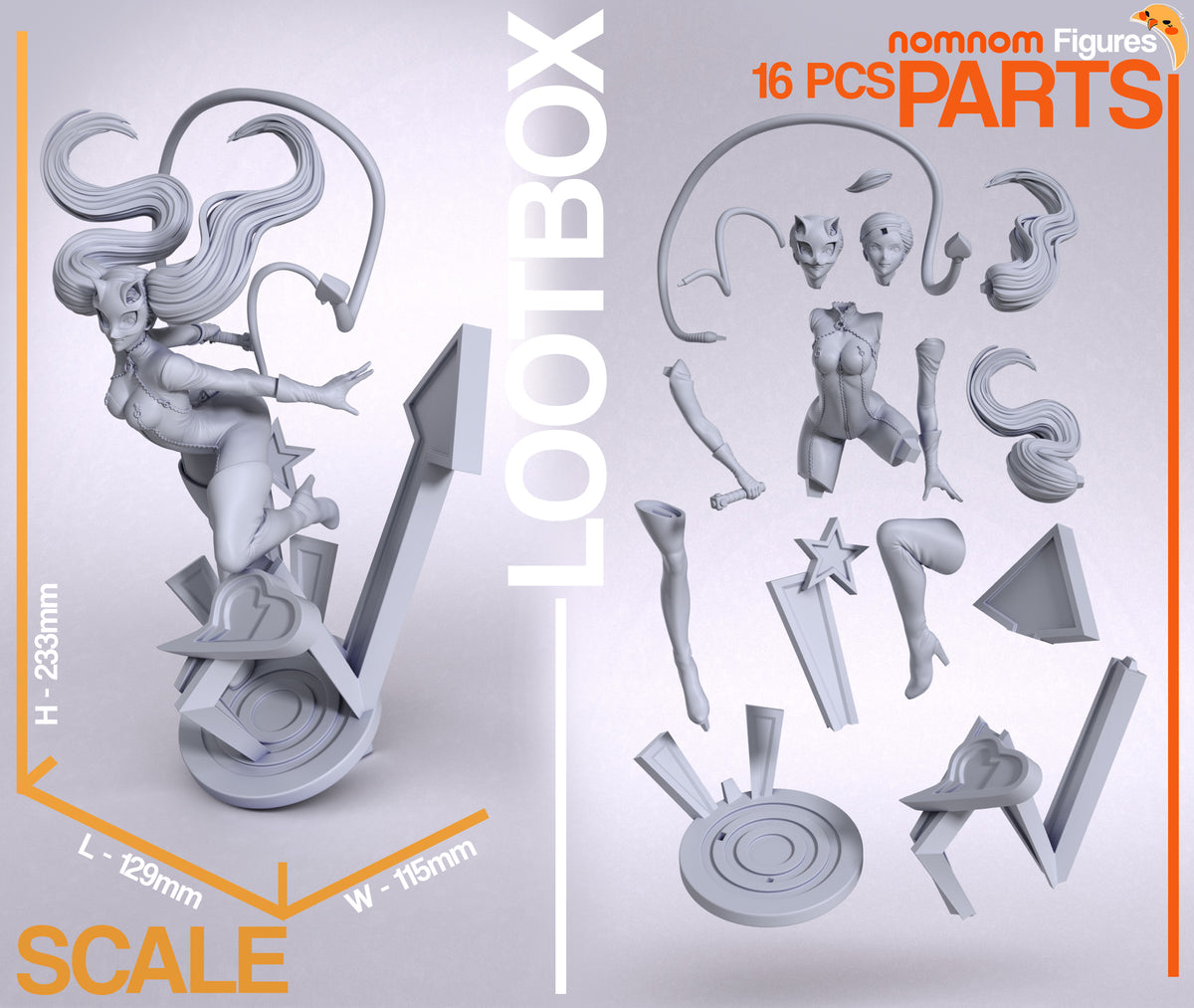 Parts breakdown image showing individual components and assembly layout for Anya Takara figure.