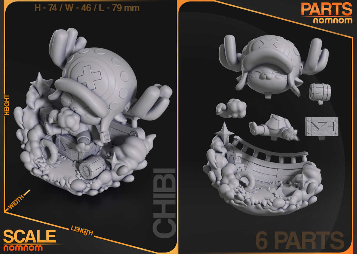 Parts breakdown for Tony Chopper from One Treasure Voyage: individual components and assembly layout of the Chibi figure.