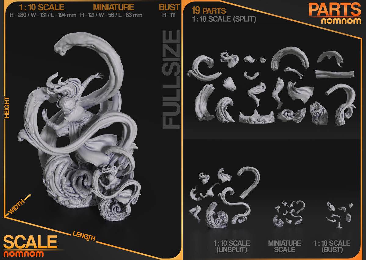 Katara from Avatar: The Last Airbender resin figure parts are unpainted and laid out.