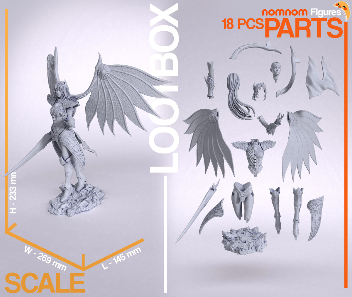 Parts breakdown image showing individual components and assembly layout for Rose figure.