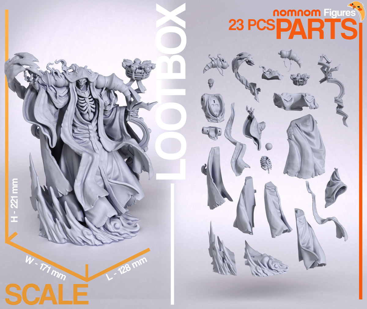 Parts breakdown image showing individual components and assembly layout for Bone Sovereign figure.