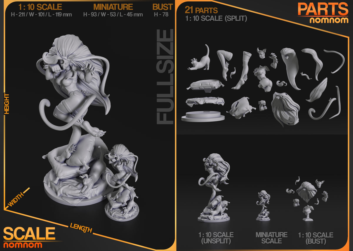 Parts breakdown image showing individual components and assembly layout for Felicia Rosemary figure.