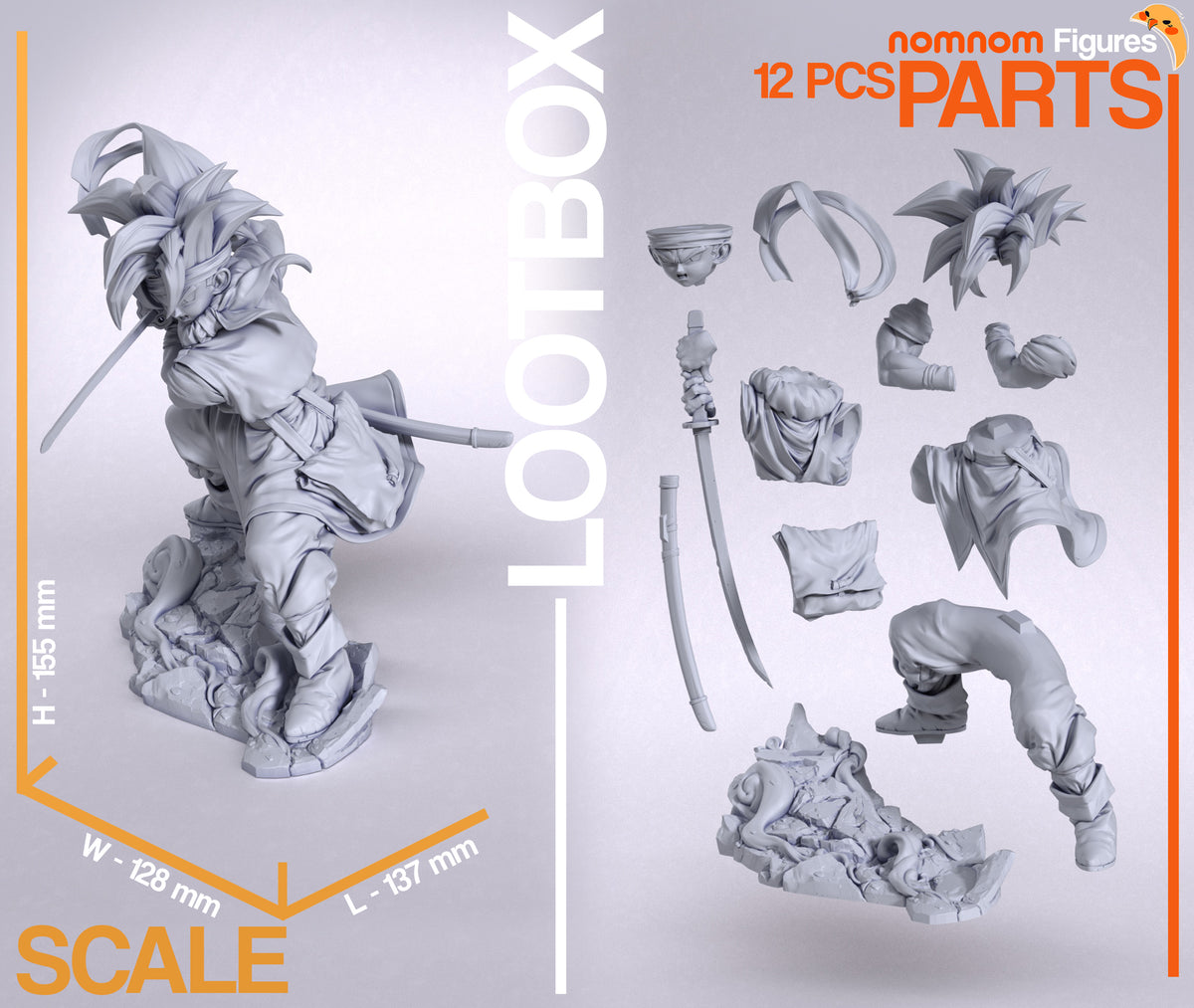 Parts breakdown image showing individual components and assembly layout for Crono figure.