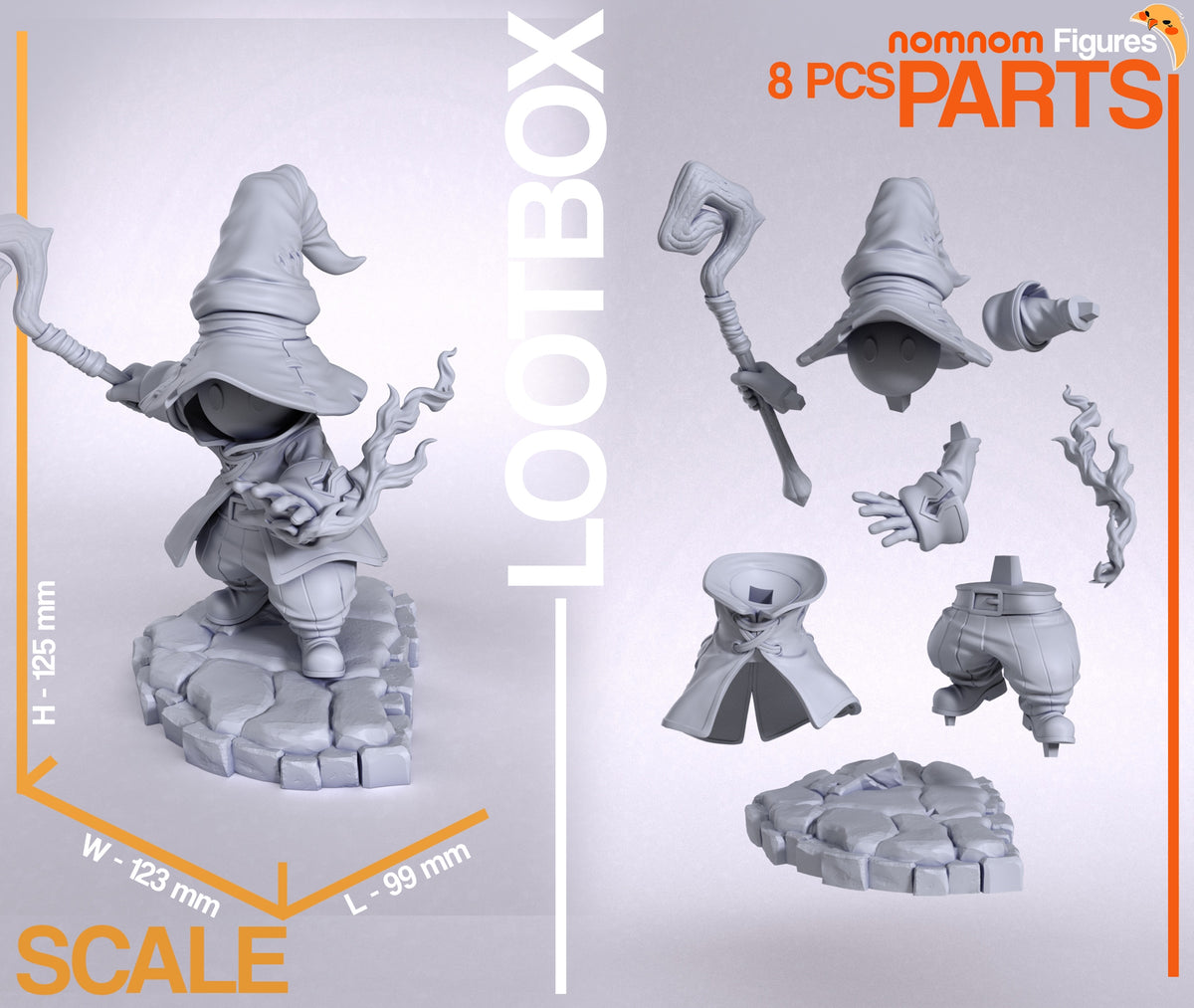 Parts breakdown image showing individual components and assembly layout for Vivi Ornitier figure.