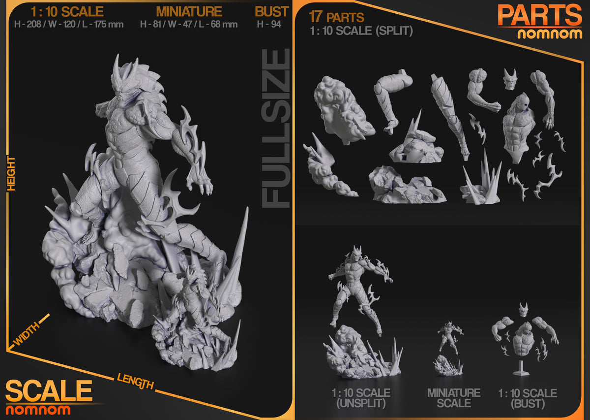 Parts breakdown image showing individual components and assembly layout for Number Eight Colossus figure.