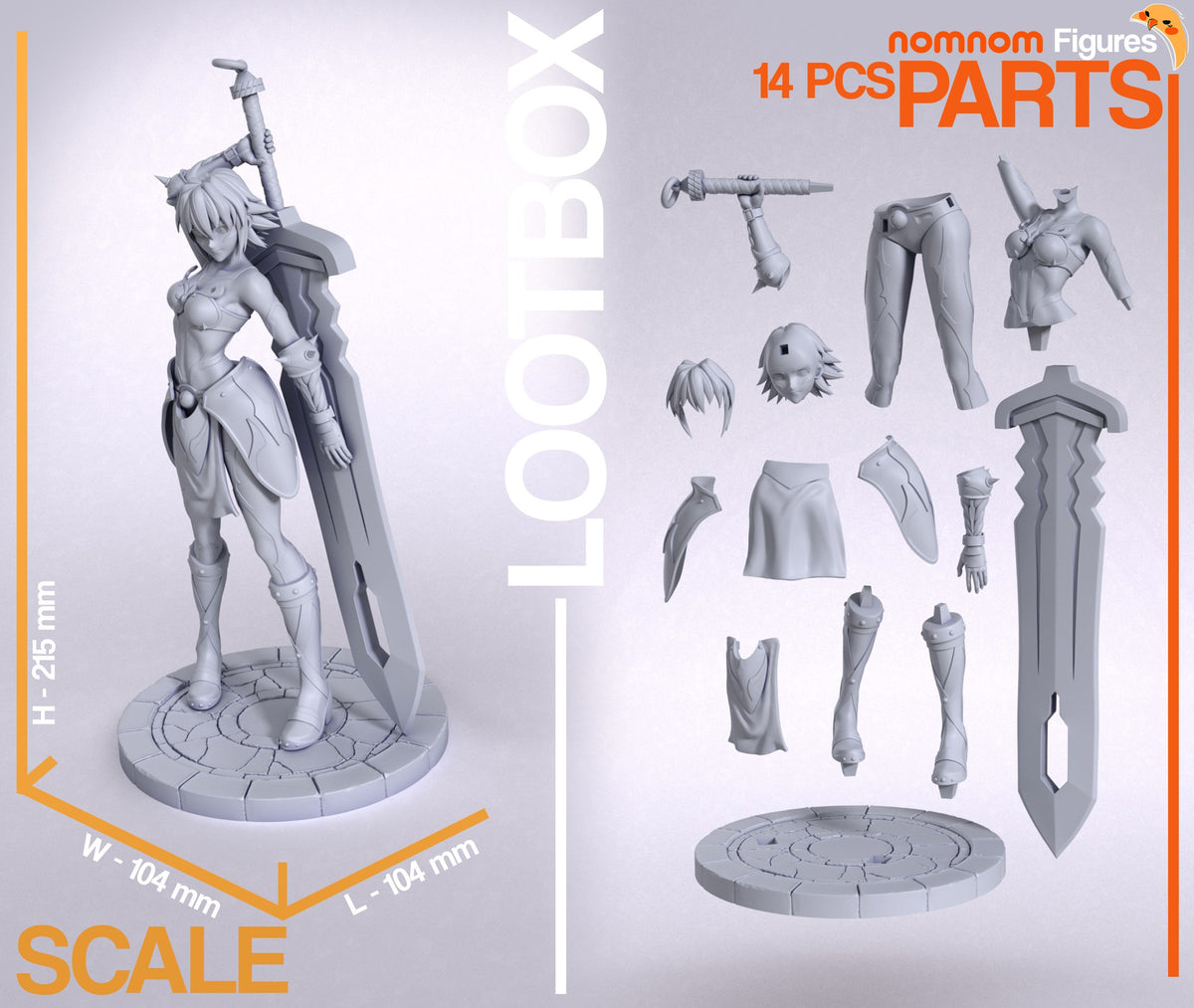 Black Rose resin figure parts display showing 14 unpainted components including head, torso, limbs, weapons, and base for .Hack series collectible.