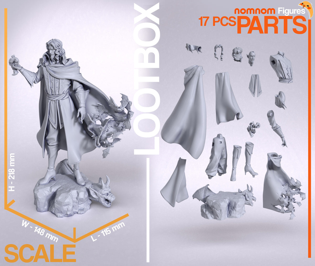 Parts breakdown image showing individual components and assembly layout for Blood Sovereign figure.
