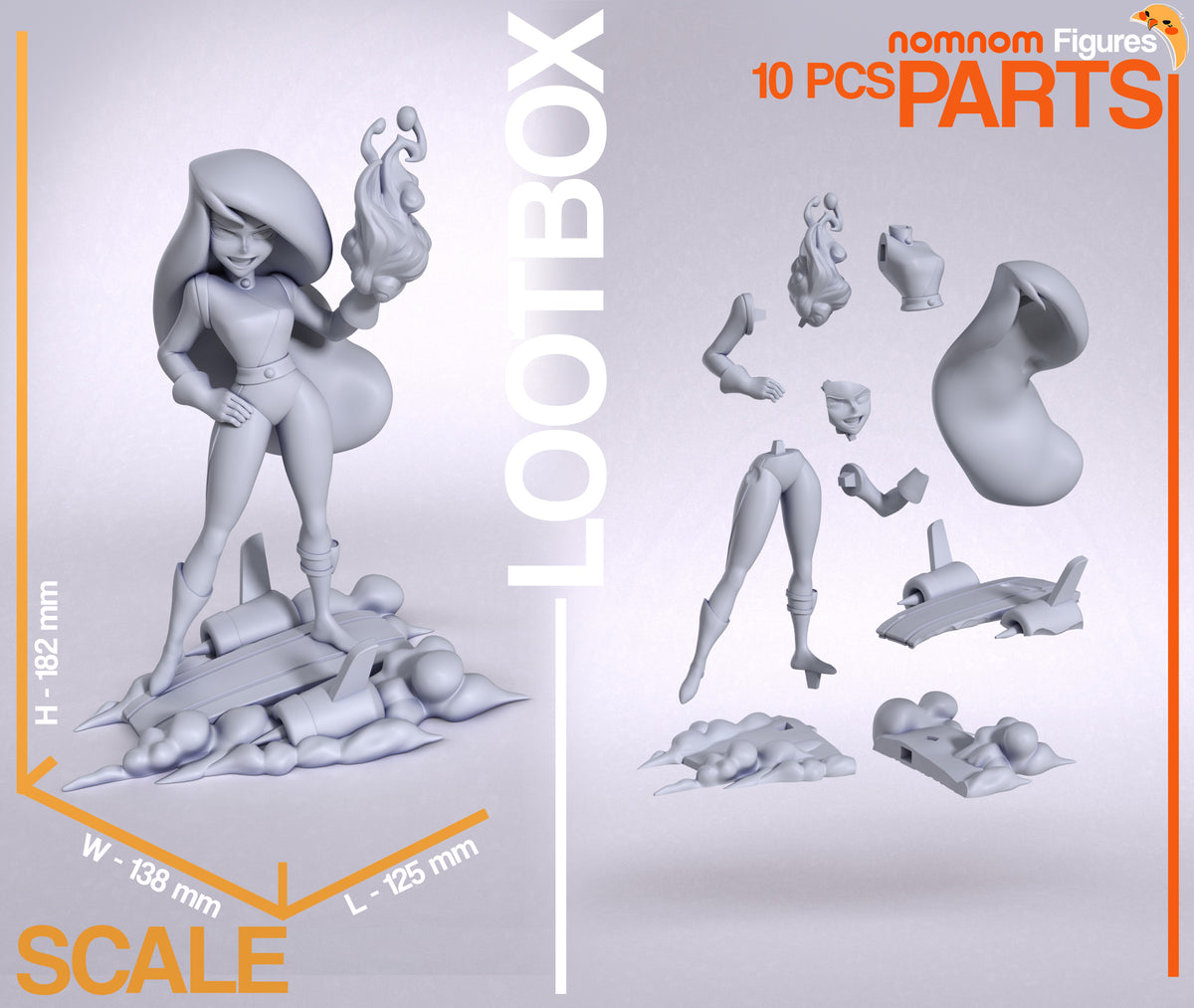 Parts breakdown image showing individual components and assembly layout for She-Glow figure.