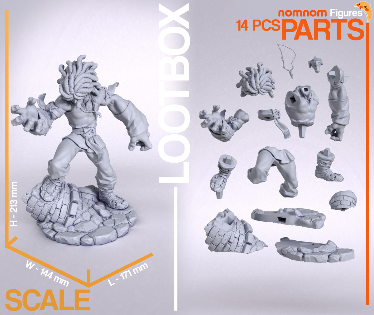 Parts breakdown image showing individual components and assembly layout for Amarant figure.