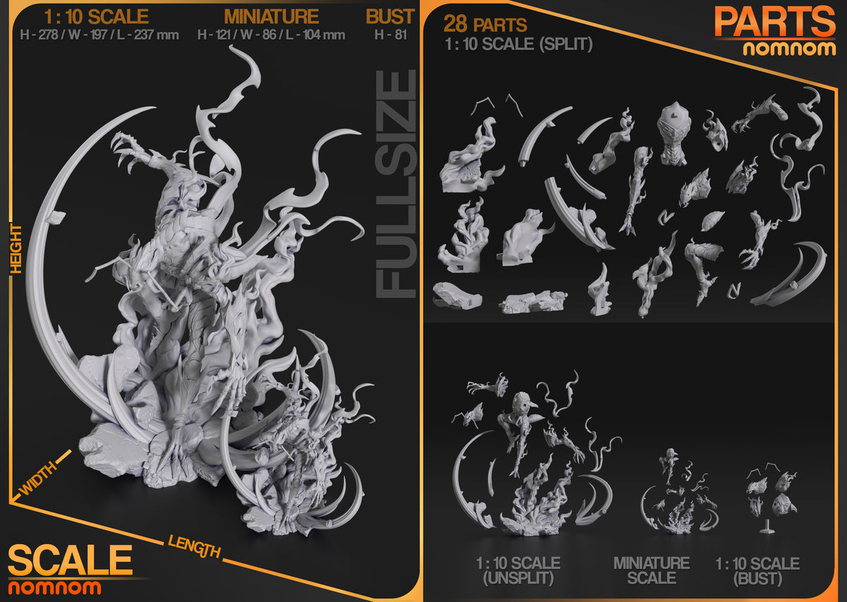 Parts breakdown image showing individual components and assembly layout for Dark Protector figure.