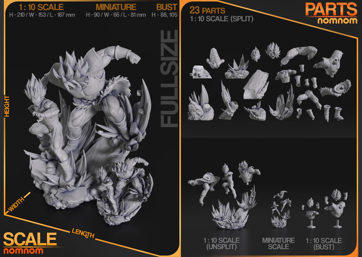 Parts breakdown image showing individual components and assembly layout for Prince Vega vs Legend Berserker figure.