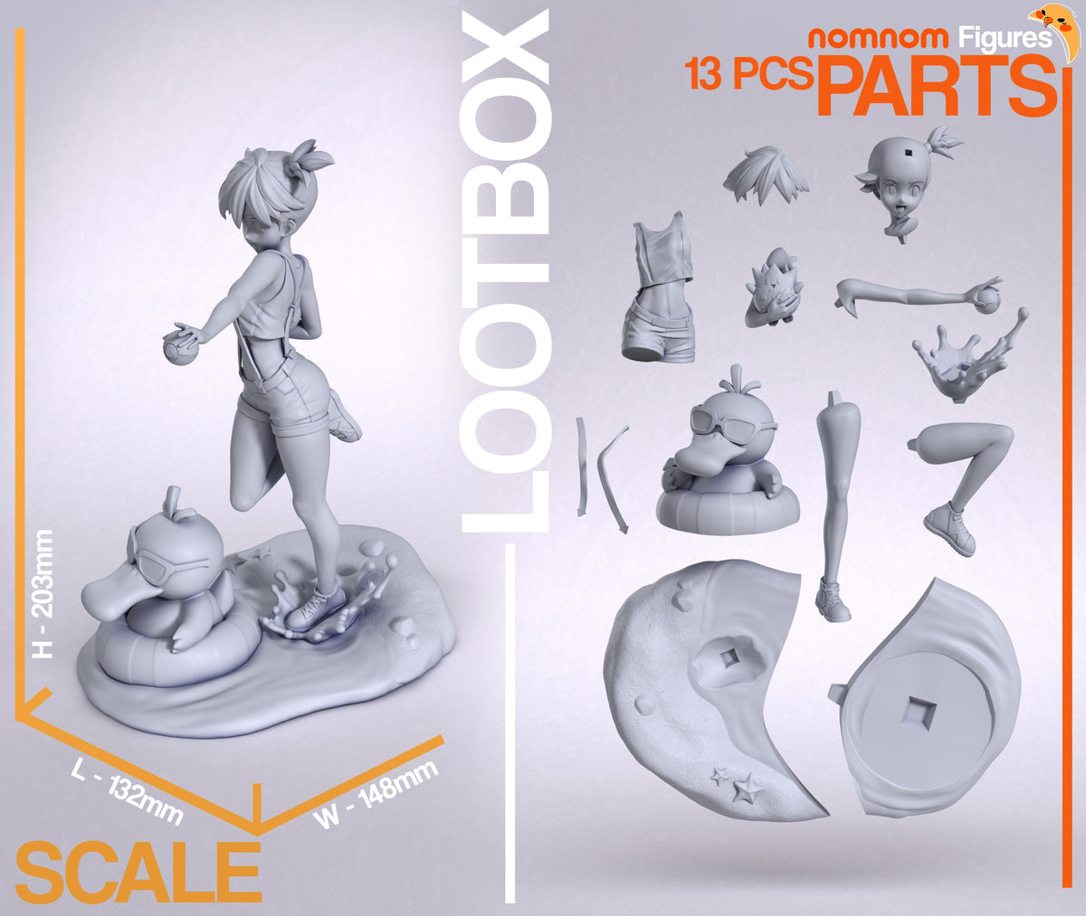 Parts breakdown image showing individual components and assembly layout for Misty figure.