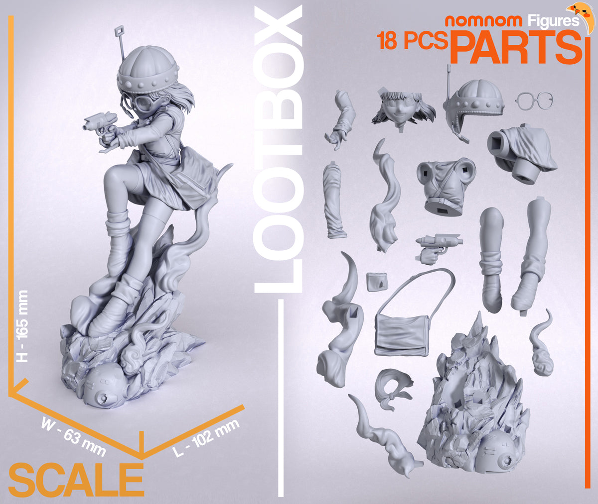 Parts breakdown image showing individual components and assembly layout for Lucca figure.