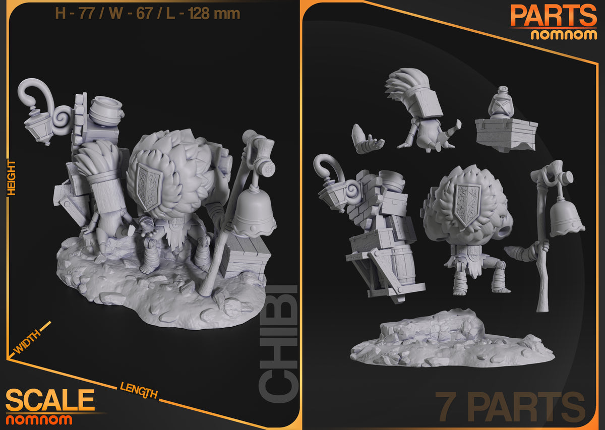 Parts breakdown image showing individual components and assembly layout for Monoco figure.