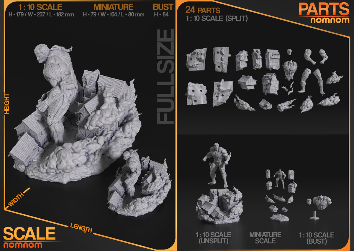 Parts breakdown image showing individual components and assembly layout for Ironclad Titan figure.