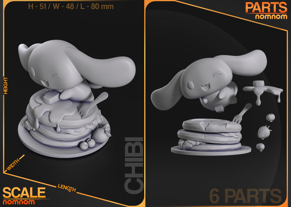 Parts breakdown image showing individual components and assembly layout for Cloud-Eared Pup figure.