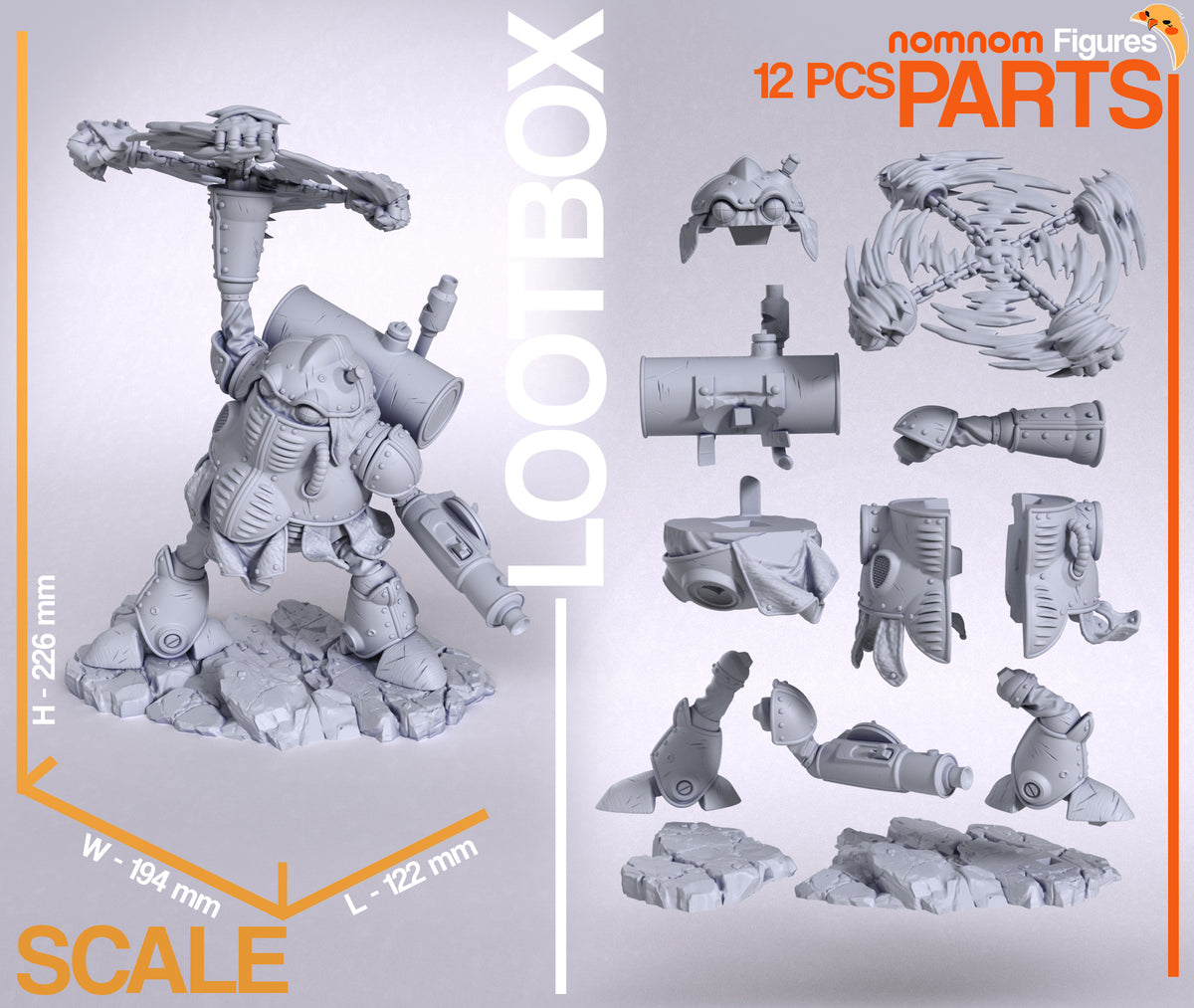 Parts breakdown image showing individual components and assembly layout for Robo figure.