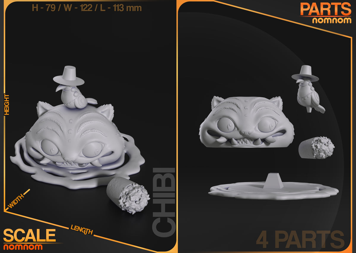 Unpainted Derpy Tiger from KPop Demon Hunters resin Chibi figure shows four parts and base.