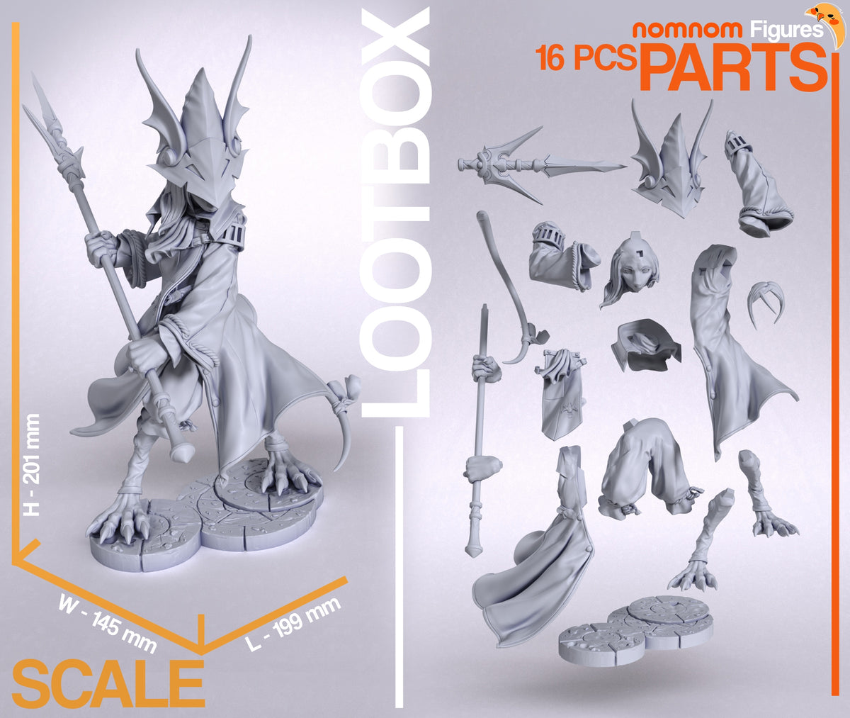 Parts breakdown image showing individual components and assembly layout for Freya Crescent figure.